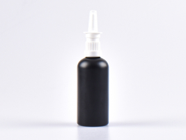 Schwarzglasflasche 100ml, mit Nasenspray OV