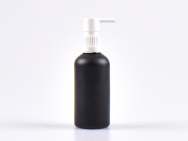 Schwarzglasflasche 100ml, mit Rachenspray OV