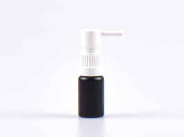 Schwarzglasflasche 10ml, mit Rachenspray OV