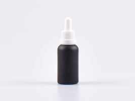 Schwarzglasflasche 30ml, mit Pipette OV weiss
