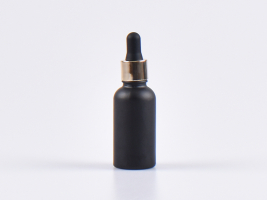 Schwarzglasflasche 30ml, mit Pipette gold