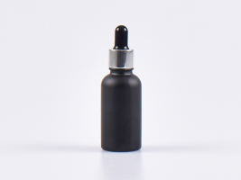 Schwarzglasflasche 30ml, mit Pipette silber-glanz