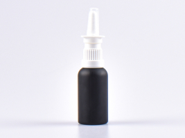 Schwarzglasflasche 30ml, mit Nasenspray OV