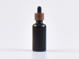 Schwarzglasflasche 50ml, mit Pipette Walnut