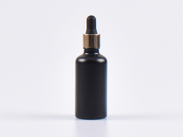 Schwarzglasflasche 50ml, mit Pipette gold