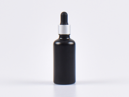 Schwarzglasflasche 50ml, mit Pipette silber-matt