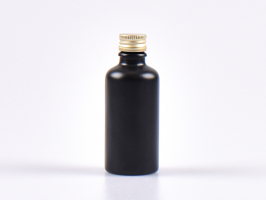 Schwarzglasflasche 50ml, mit Aludeckel