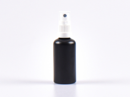 Schwarzglasflasche 50ml, mit Mundspray OV