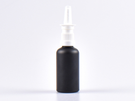 Schwarzglasflasche 50ml, mit Nasenspray OV