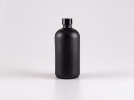 Schwarzglasflasche 480ml, mit Schraubverschluss schwarz