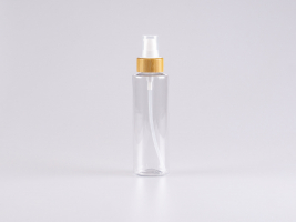 PET Flasche "Sharp" 150ml, mit Lotionspumpe Bambus