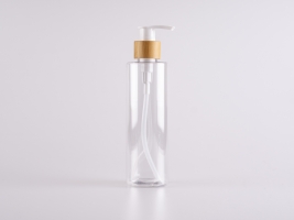PET Flasche "Sharp" 250ml, mit Dispenser Bambus