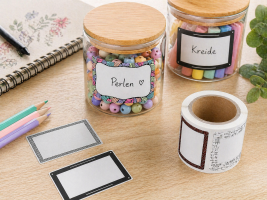 Etiketten Set 100 Stk. – 5 Designs | ideal für Basteln, Schule & Organisation