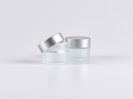 Glasdose säuremattiert, 15ml, mit Deckel silber