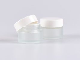 Glasdose säuremattiert, 50ml, mit Deckel weiss