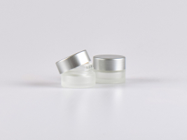 Glasdose säuremattiert, 7ml, mit Deckel silber