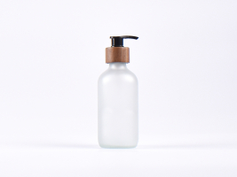 Glasflasche säuremattiert, 250ml, mit Dispenser Walnut