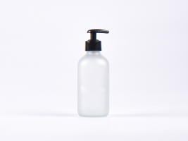 Glasflasche säuremattiert, 250ml, mit Dispenser schwarz