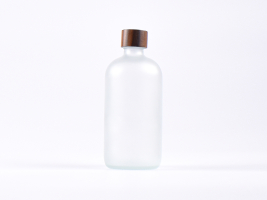 Glasflasche säuremattiert, 500ml, mit Schraubverschluss Walnut