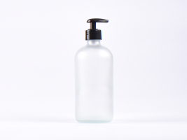 Glasflasche säuremattiert, 500ml, mit Dispenser schwarz
