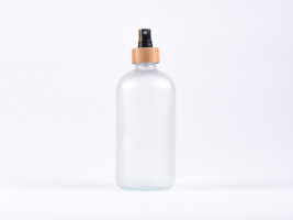 Glasflasche säuremattiert, 500ml, mit Zerstäuber Bambus