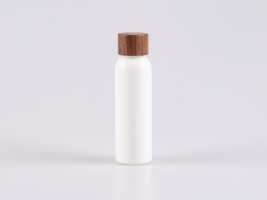 Flasche "Tara" 100ml, matt-weiss, mit Deckel Walnut