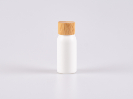 Flasche "Tara" 50ml, matt-weiss, mit Tropfmontur Bambus