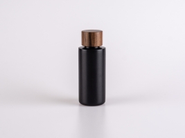 Flasche "Tara" 100ml, matt-schwarz, mit Walnutdeckel