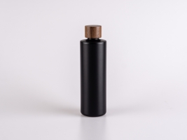 Flasche "Tara" 250ml, matt-schwarz, mit Walnutdeckel