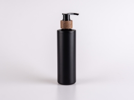 Flasche "Tara" 250ml, matt-schwarz, mit Dispenser Walnut