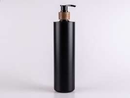 Flasche "Tara" 450ml, matt-schwarz, mit Dispenser Walnut