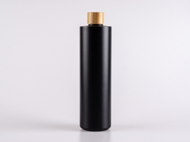 Flasche "Tara" 450ml, matt-schwarz, mit Bambusdeckel