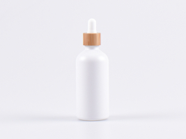 Weissglasflasche 100ml, mit Pipette Bambus