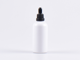 Weissglasflasche 100ml, mit Pipette OV schwarz