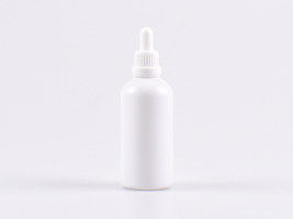 Weissglasflasche 100ml, mit Pipette OV weiss