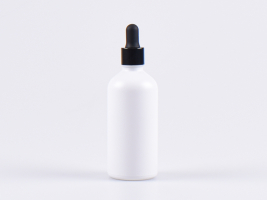 Weissglasflasche 100ml, mit Pipette schwarz