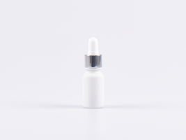Weissglasflasche 10ml, mit Pipette silber-glanz