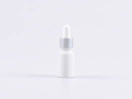 Weissglasflasche 10ml, mit Pipette silber-matt
