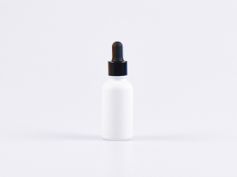 Weissglasflasche 30ml, mit Pipette schwarz