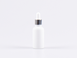 Weissglasflasche 30ml, mit Pipette silber-glanz