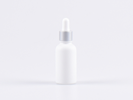 Weissglasflasche 30ml, mit Pipette silber-matt