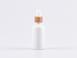 Weissglasflasche 50ml, mit Pipette Bambus