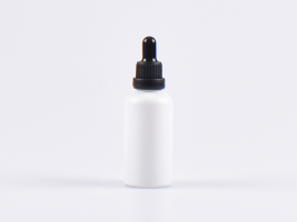 Weissglasflasche 50ml, mit Pipette OV schwarz