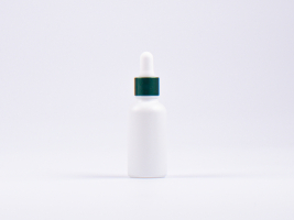 Weissglasflasche 30ml, mit Pipette grün-matt
