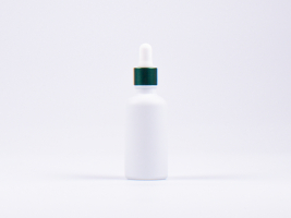 Weissglasflasche 50ml, mit Pipette grün-matt