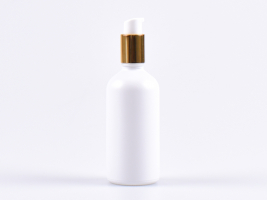 Weissglasflasche 100ml, mit Lotionspumpe Aluminium, 4 Color