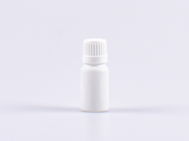 Weissglasflasche 10ml, mit Tropfmontur OV, geriffelt