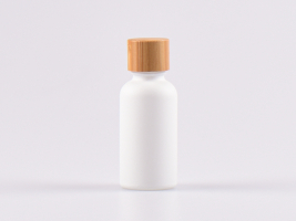Weissglasflasche 30ml, mit Schraubverschluss Bambus