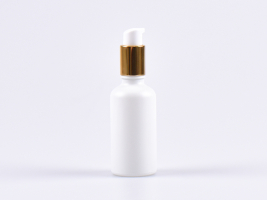 Weissglasflasche 50ml, mit Lotionspumpe Aluminium, 4 Color