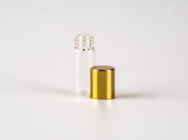 Mini-Glasflasche mit Schraubdeckel silber/gold, 3ml